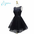 Cómodo A-Line Lace Perlas Sashes Negro Prom Dress